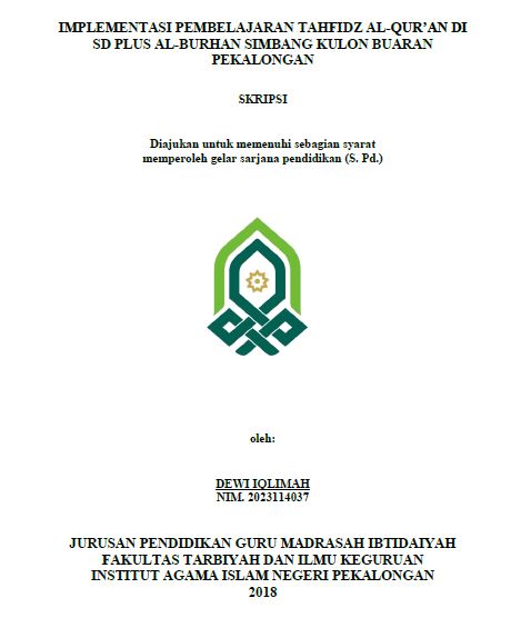 Implementasi Pembelajaran Tahfidz Al-Qur'an Di SD Plus Al-Burhan Simbang Kulon Buaran Pekalongan