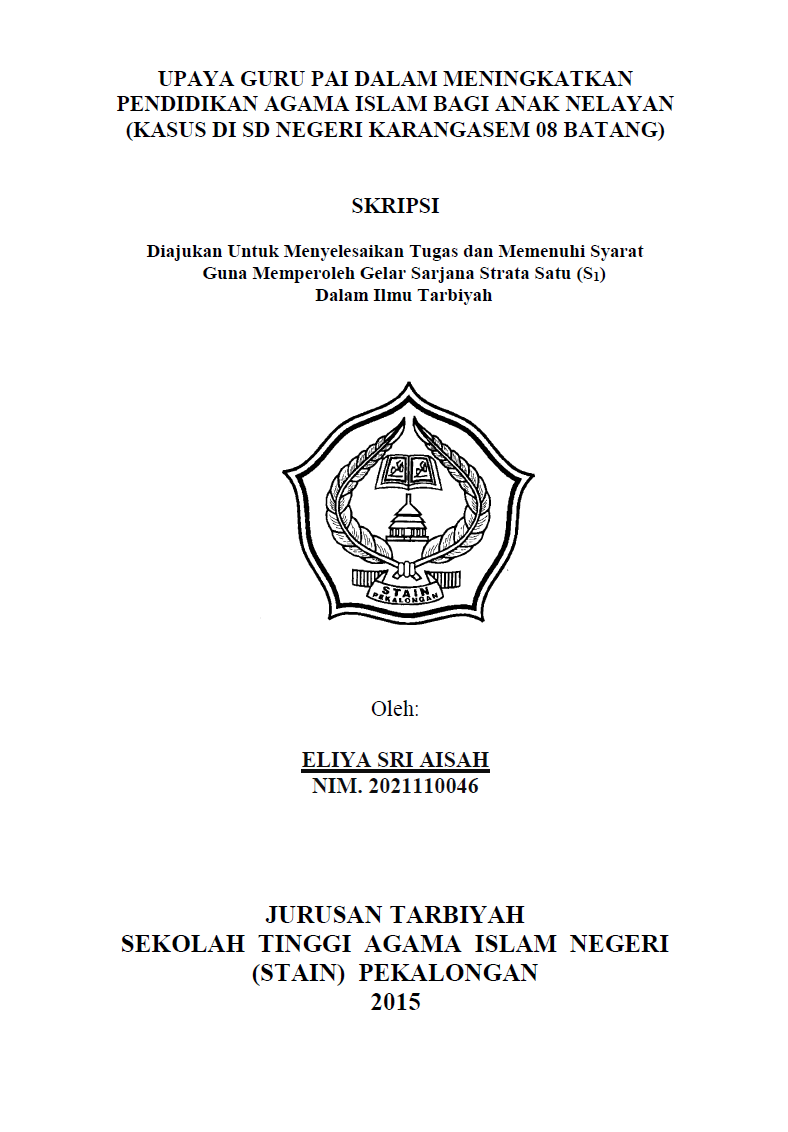 Upaya Guru PAI dalam Meningkatkan Pendidikan Agama Islam Bagi Anak Nelayan (Studi Kasus Di SD Negeri Karangasem 08 Batang