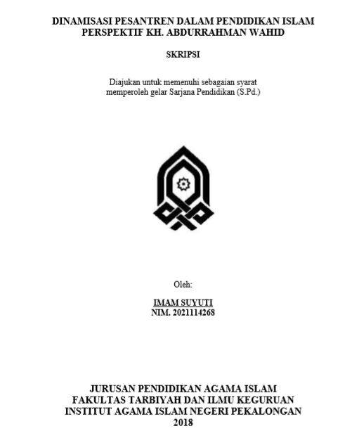 Dinamisasi Pesantren Dalam Pendidikan Islam Perspektif KH. Abdurrahman Wahid