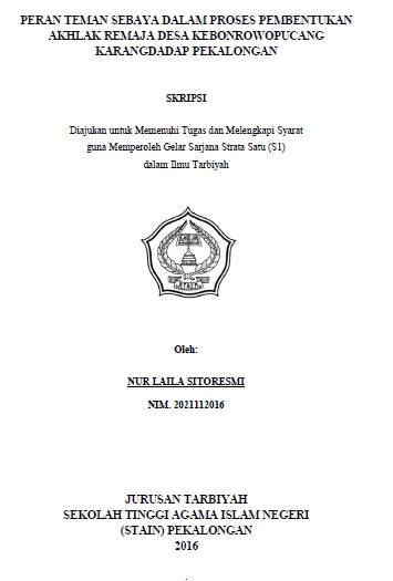 Peran Teman Sebaya dalam Proses Pembentukan Akhlak Remaja Desa Kebonrowopucang Karangdadap Pekalongan