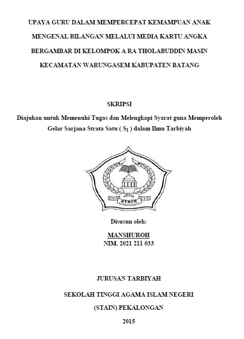 Upaya Guru Dalam Mempercepat Kemampuan Anak Mengenal Bilangan Melalui Media Kartu Angka Bergambar di Kelompok A RA Tholabuddin Masin Kecamatan Warungasem Kabupaten Batang