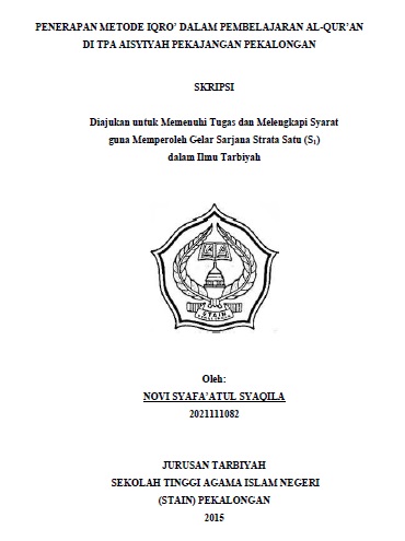 Penerapan Metode Iqro dalam Pembelajaran Al Quran di TPA Aisyiyah Pekajangan Pekalongan