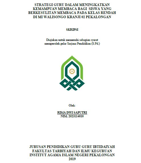 Strategi Guru Dalam Meningkatkan Kemampuan Membaca Bagi Siswa Yang Berkesulitan Membaca Pada Kelas Rendah Di MI Walisongo Kranji 02 Pekalongan