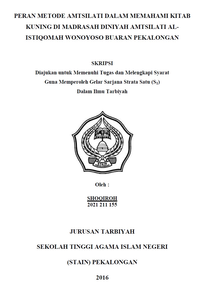 Peran Metode Amtsilati Dalam Memahami Kitab Kuning di Madrasah Diniyah Amtsilati Al istiqomah Wonoyoso Buaran Pekalongan