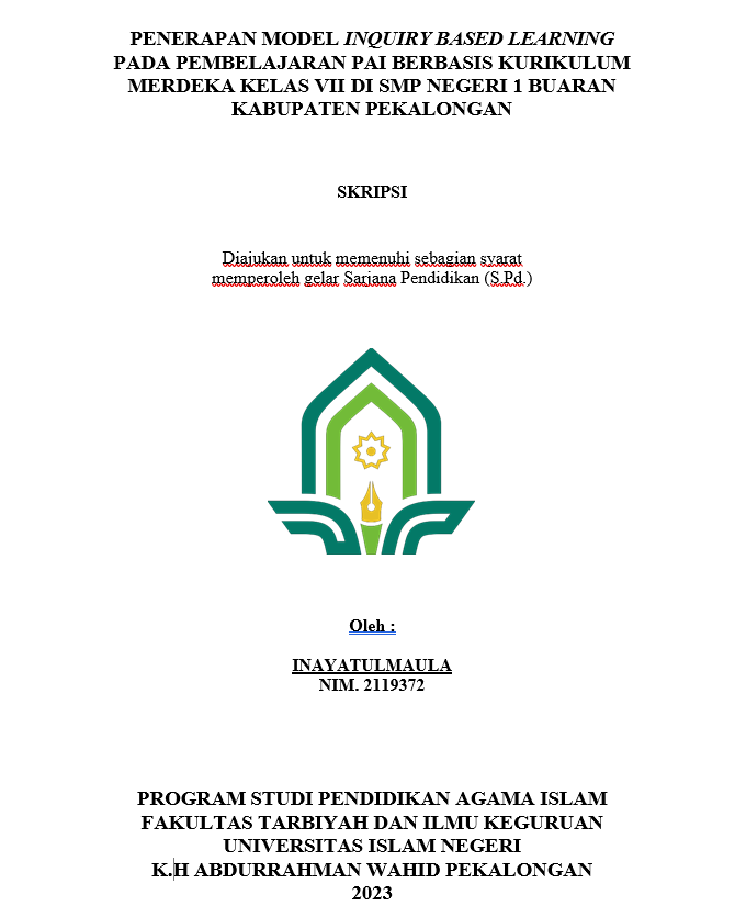 Penerapan Model Inquiry Based Learning Pada Pembelajaran PAI Berbasis Kurikulum Merdeka Kelas VII di SMP Negeri 1 Buaran Kabupaten Pekalongan