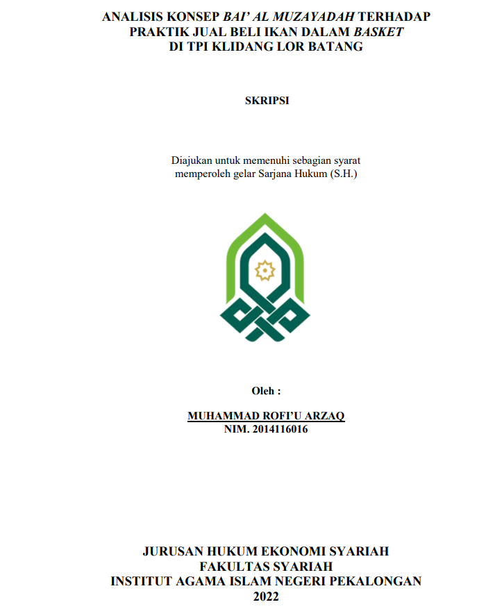 Analisis Konsep Bai' Al Muzayadah terhadap Praktik Jual Beli Ikan dalam Basket di TPI Klidang Lor Batang