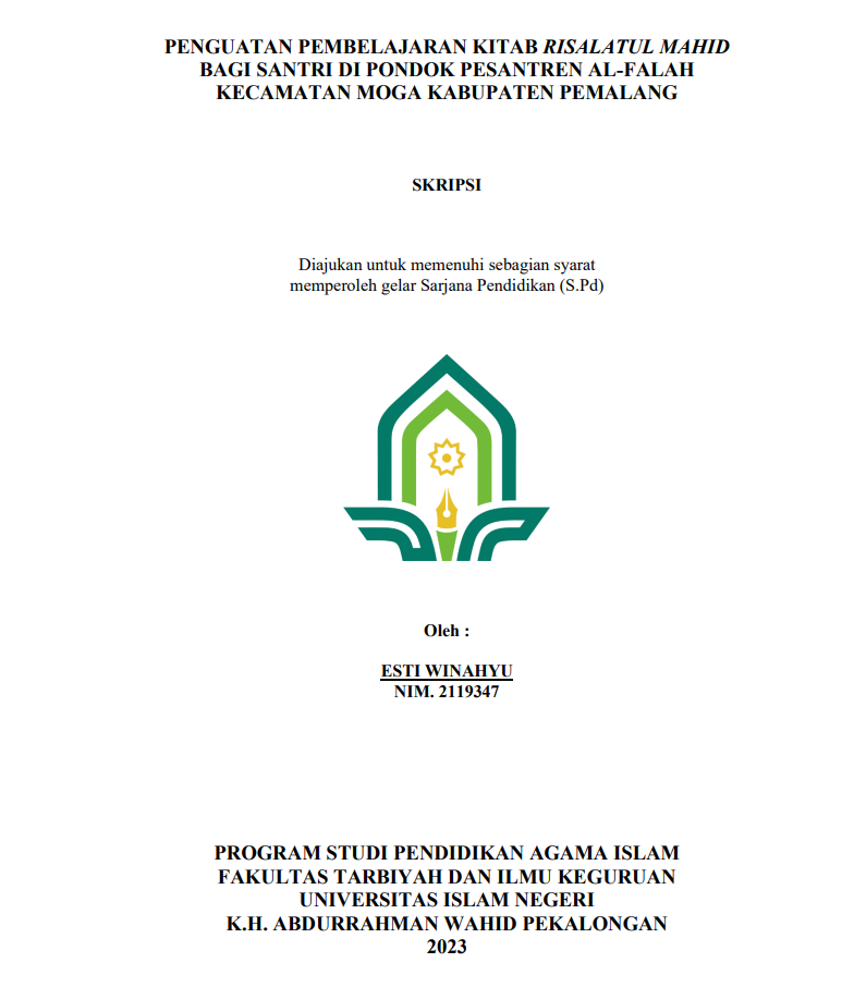 Penguatan Pembelajaran Kitab Risalatul Mahid Bagi Santri di Pondok Pesantren Al-Falah Kecamatan Moga Kabupaten Pemalang