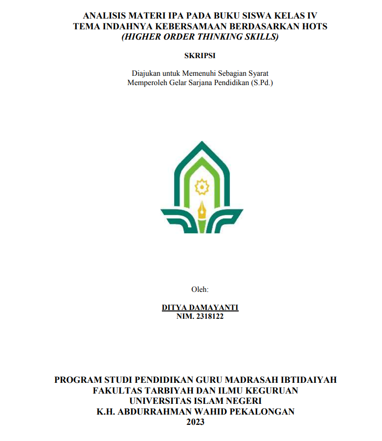 Analisis Materi IPA Pada Buku Siswa Kelas IV Tema Indahnya Kebersamaan Berdasarkan HOTS (Higher Order Thinking Skills)