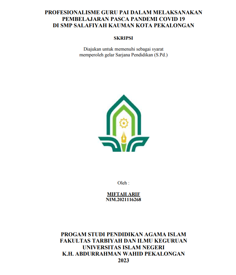 Profesionalisme Guru PAI Dalam Melaksanakan Pembelajaran Pasca Pandemi Covid 19 Di SMP Salafiyah Kauman Kota Pekalongan