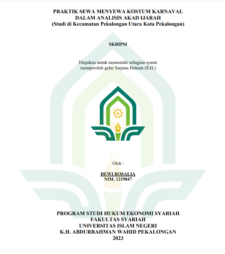 Praktik Sewa Menyewa Kostum Karnaval dalam Analisis Akad Ijarah (Studi di Kecamatan Pekalongan Utara Kota Pekalongan)