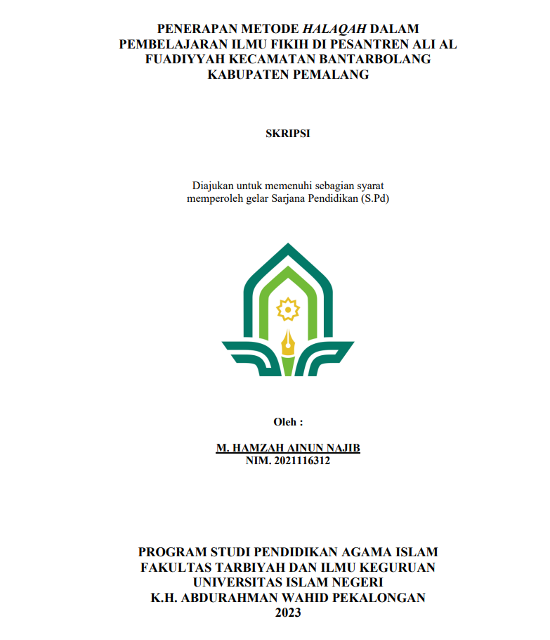 Penerapan Metode Halaqoh Dalam Pembelajaran Ilmu Fikih Di Pesantren Ali Al Fuadiyyah Kecamatan Bantarbolang Kabupaten Pemalang