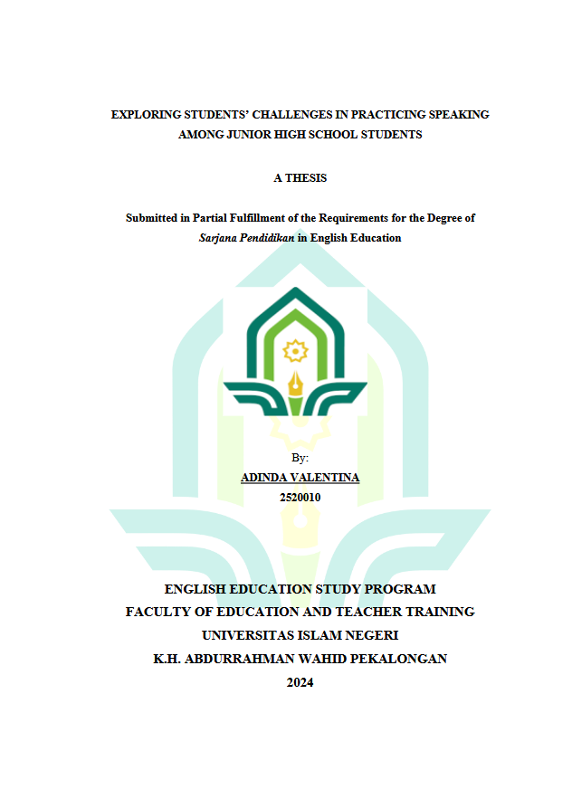 Exploring Students' Challenges In Practicing Speaking Among Junior High School Students