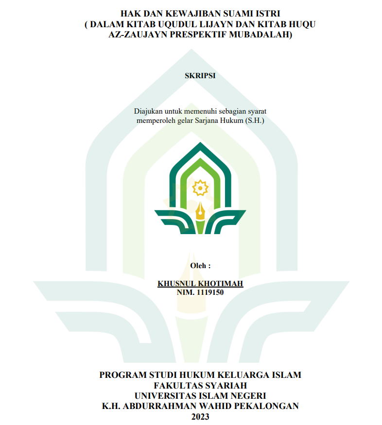 Hak dan Kewajiban Suami Istri (dalam Kitab Uqudul Lijayn dfan Kitab Huqu Az-Zaujayn Perspektif Mubadalah)