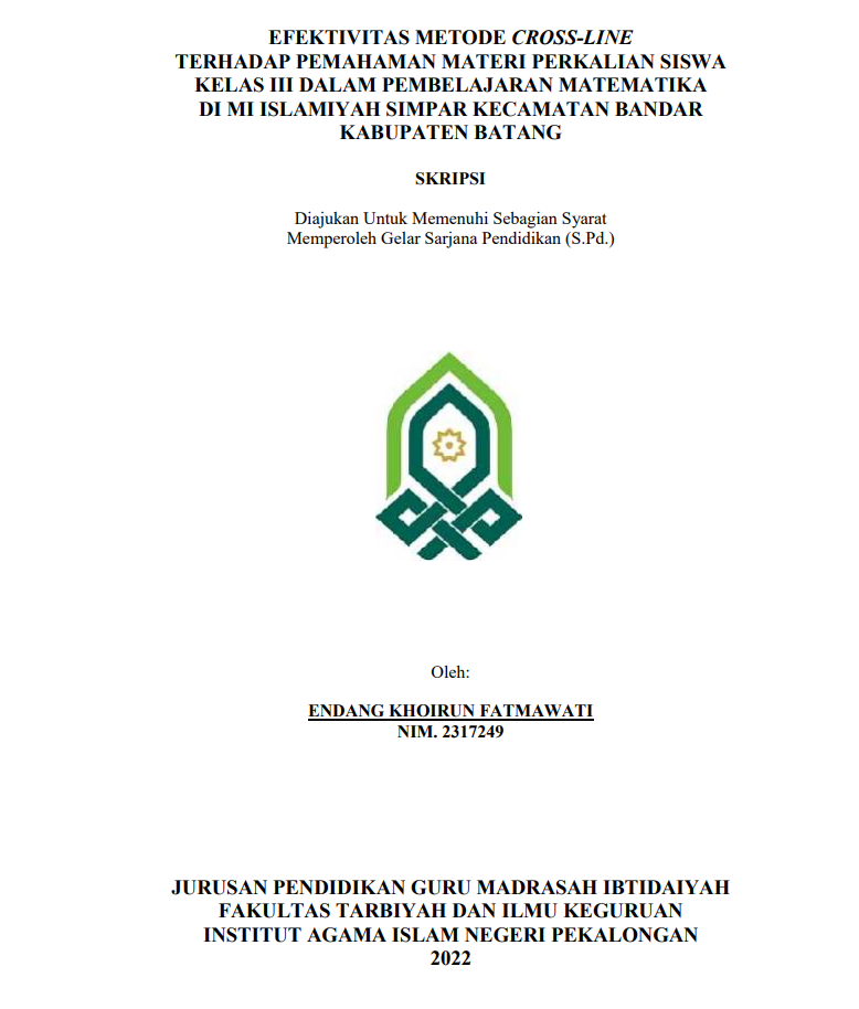 Efektivitas Metode Cross-Line Terhadap Pemahaman Materi Perkalian Siswa Kelas III dalam Pembelajaran  Matematika di MI Islamiyah Simpar Kecamatan Bandar Kabupaten Batang