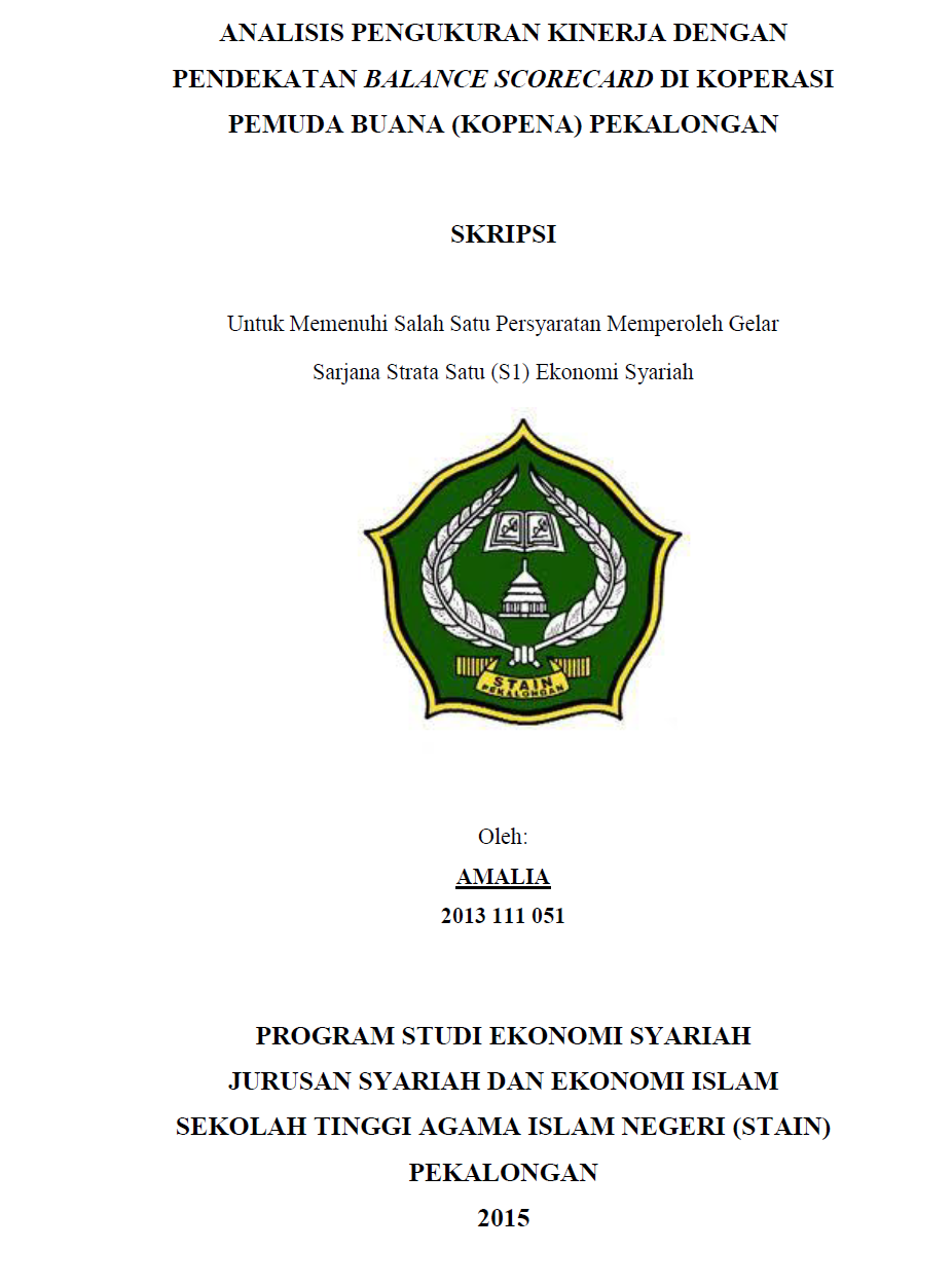 Analisis Pengukuran Kinerja Dengan Pendekatan Balance Scorecard di Koperasi Pemuda Buana (KOPENA) Pekalongan