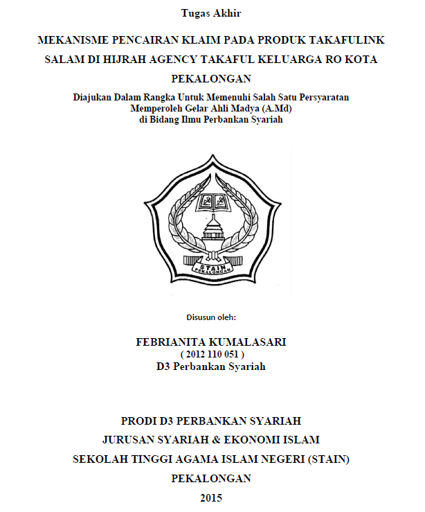 Mekanisme Pencairan Klaim Asuransi Kesehatan Pada Produk Takafulink Salam Di Hijrah Agency Takaful Keluarga RO Kota Pekalongan