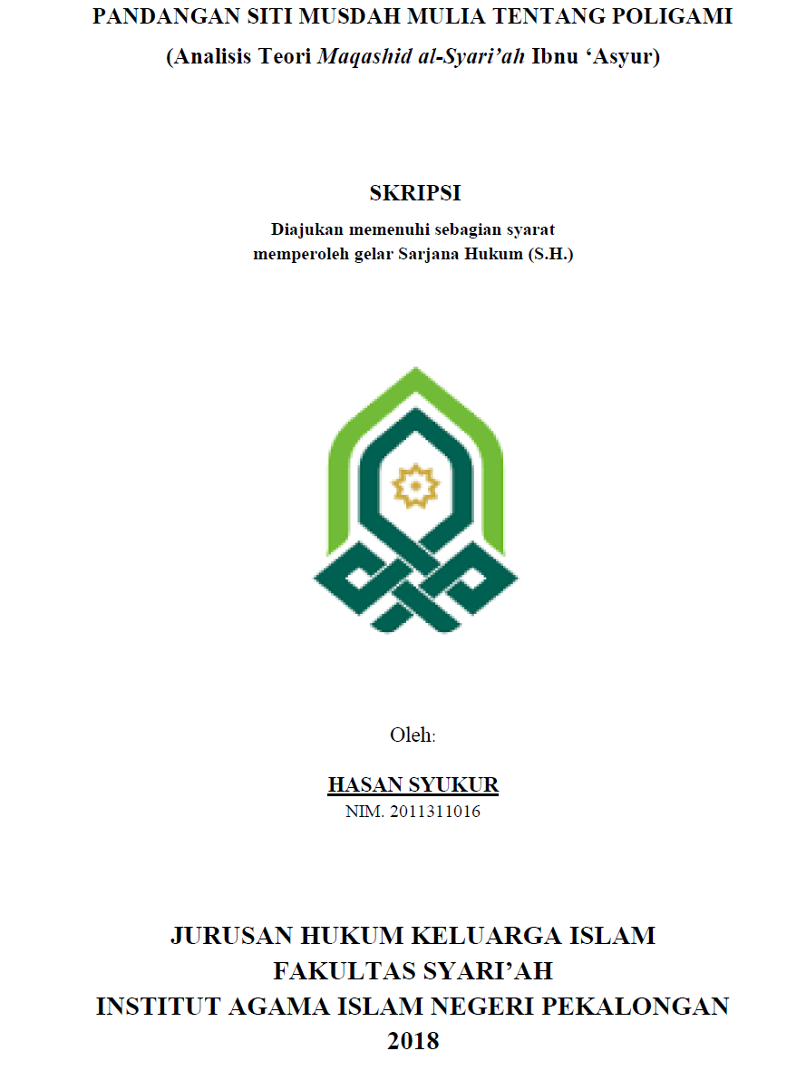 Pandangan Siti Musdah Mulia Tentang Poligami (Analisis Teori Maqashid al-Syariah Ibnu 'Asyur)