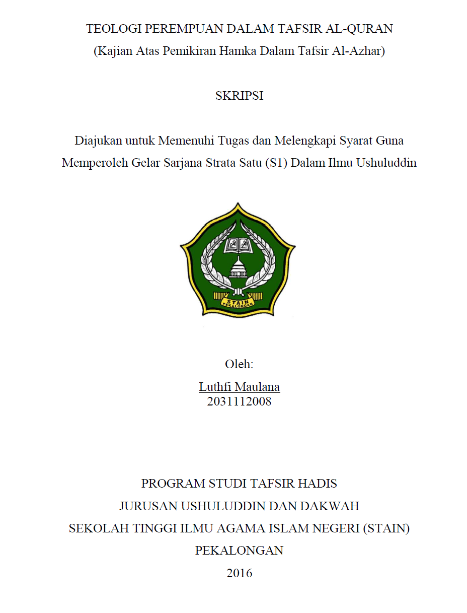 Teologi Perempuan Dalam Tafsir Al-Qur'an (Kajian Atas Pemikiran Hamka Dalam Tafsir Al-Azhar)