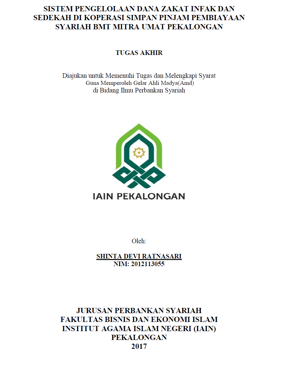 Sistem Pengelolaan Dana Zakat Infak Dan Sedekah Di Koperasi Simpan Pinjam Pembiayaan Syariah BMT Mitra Umat Pekalongan