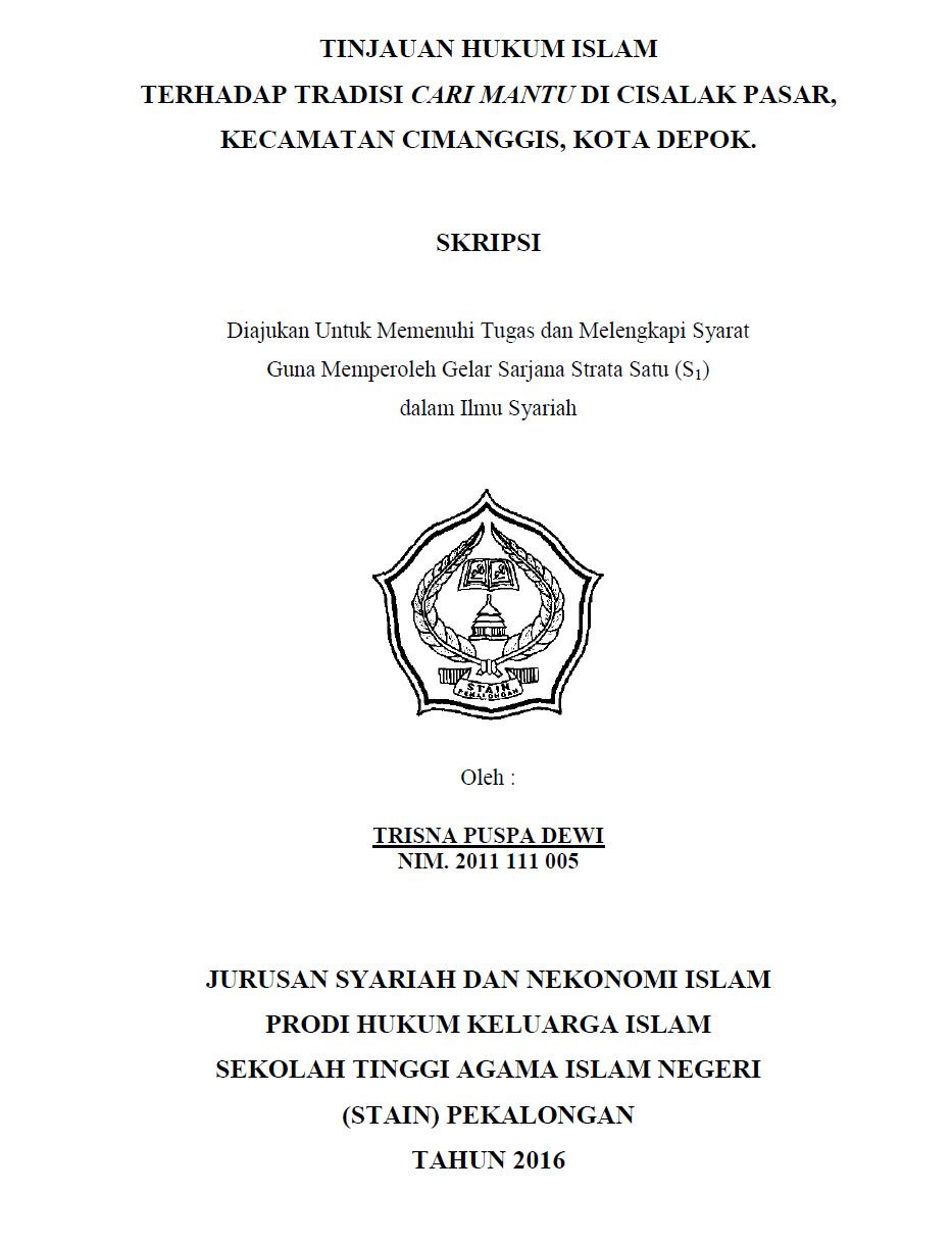 Tinjauan Hukum Islam Terhadap Tradisi Cari Mantu Di Cisalak Pasar, Kecamatan Cimanggis, Kota Depok