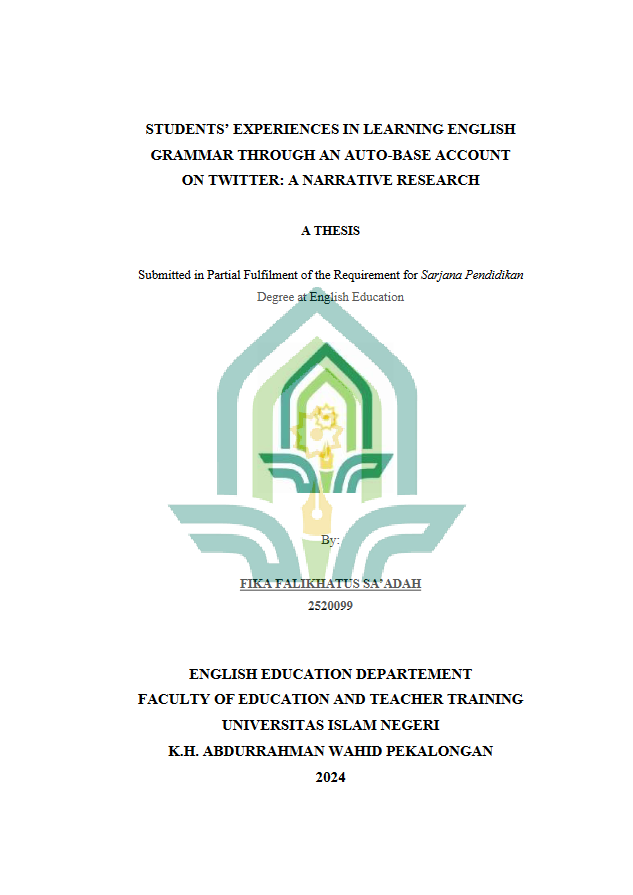 Students' Experiences In Learning English Grammar Through An Auto-Base Account On Twitter: A Narrative Research