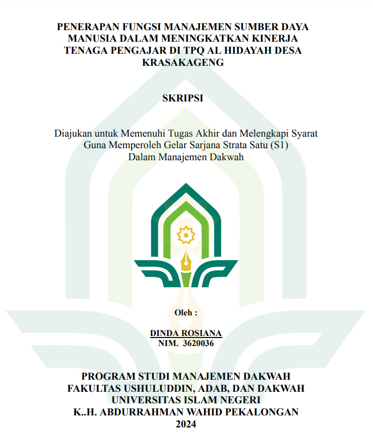 Penerapan Fungsi Manajemen Sumber Daya Manusia Dalam Meningkatkan Kinerja Tenaga Pengajar Di TPQ Al Hidayah Desa Krasakageng