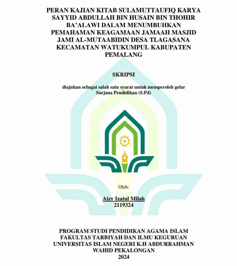 Implementasi Kajian Kitab Alala Dalam Membentuk Akhlah Santri Studi Kasus Santri Studi Kasus Santri Putri Pondok Pesantren Al-Qutub Wonoprinngo Pekalongan