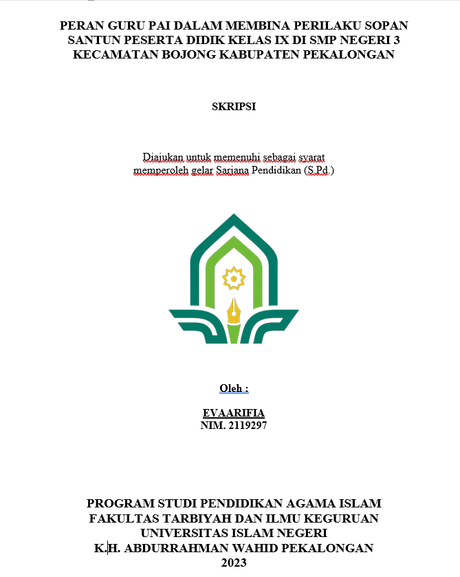 Peran Guru PAI Dalam Membina Perilaku Sopan Santun Peserta Didik Kelas IX di SMP Negeri 3 Kecamatan Bojong Kabupaten Pekalongan