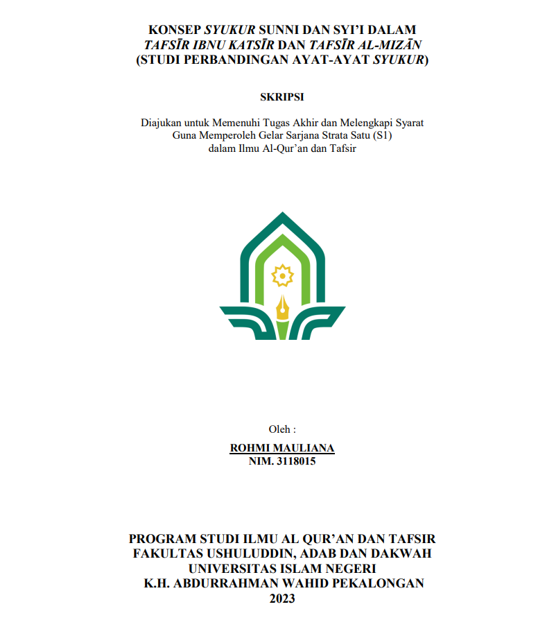 Konsep Syukur Sunni dan Syi'I dalam Tafsir Ibnu Katsir dan Tafsir Al Mizan (Studi Perbandingan Ayat-Ayat Syukur)