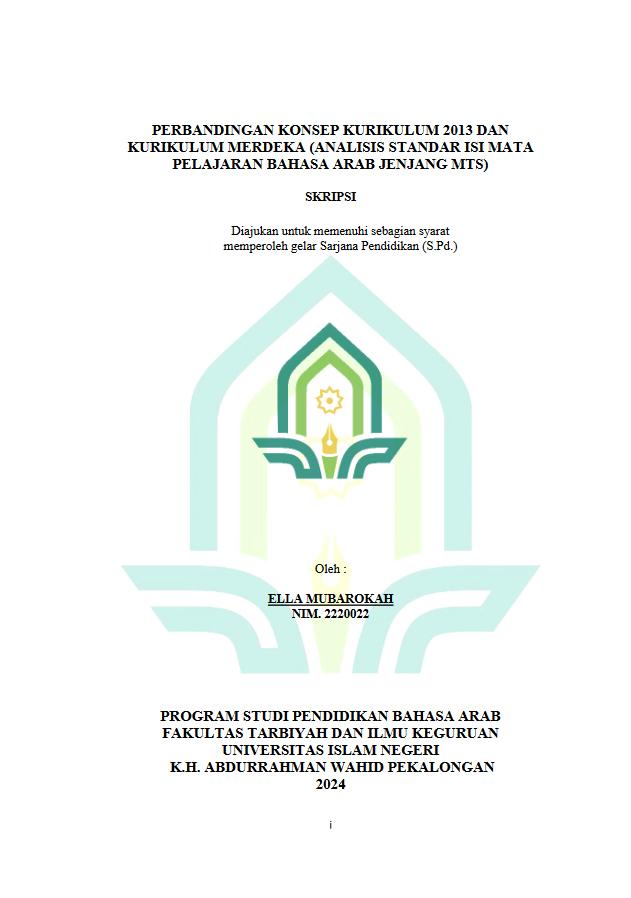 Perbandingan Konsep Kurikulum 2013 Dan Kurikulum Merdeka (Analisis Standar Isi Mata Pelajaran Bahasa Arab Jenjang MTs)