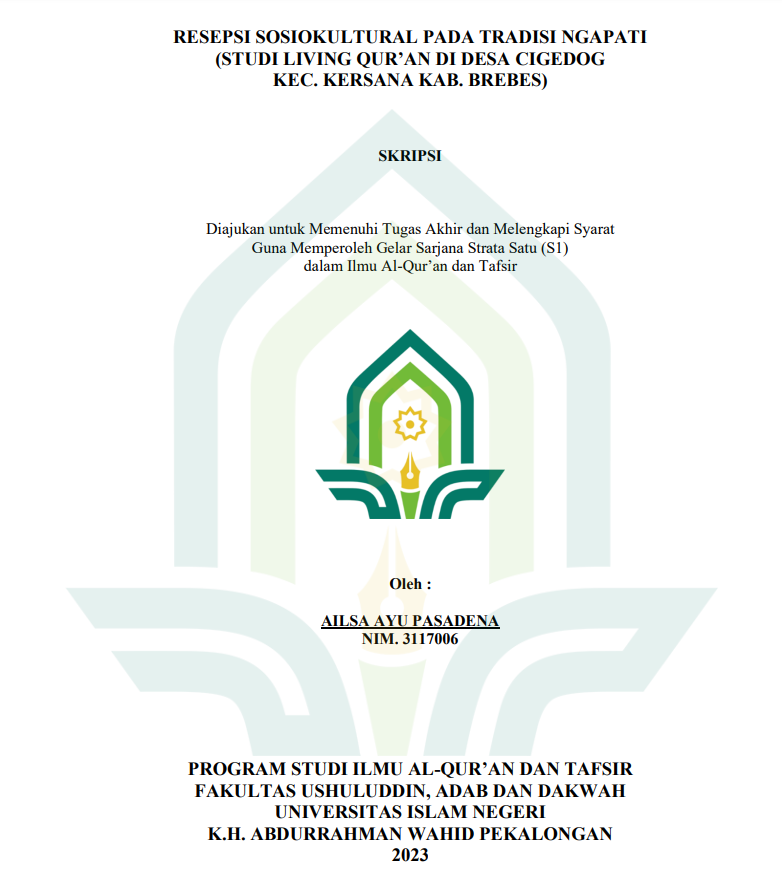 Resepsi Sosiokultural pada Tradisi Ngapati (Studi Living Qur'an di Desa Cigedog Kec. Kersana  Kab. Brebes)