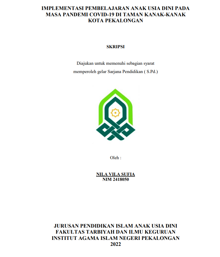 Implementasi Pembelajaran Anak Usia Dini Pada Mas Pandemi Covid-19 Di Taman Kanak-Kanak Kota Pekalongan