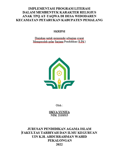 Implementasi Program Literasi Dalam Membentuk Karakter Religius Anak TPQ At-Taqwa di Desa Widodaren Kecamatan Petarukan Kabupaten Pemalang