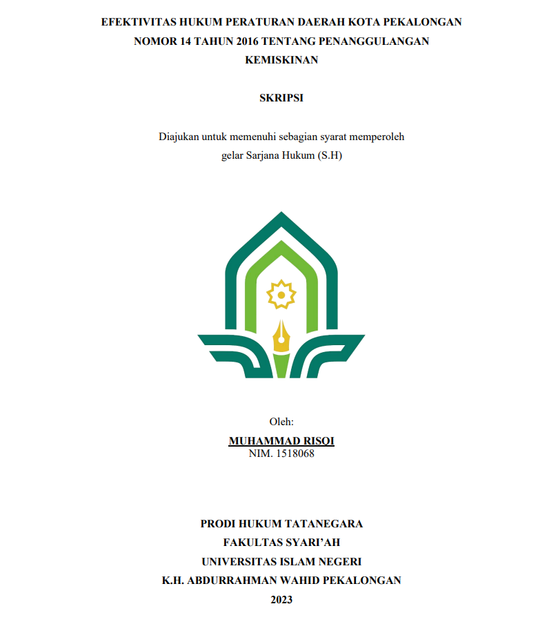 Efektivitas Hukum Peraturan Daerah Kota Pekalongan Nomor 14 Tahun 2016 Tentang Penanggulangan Kemiskinan