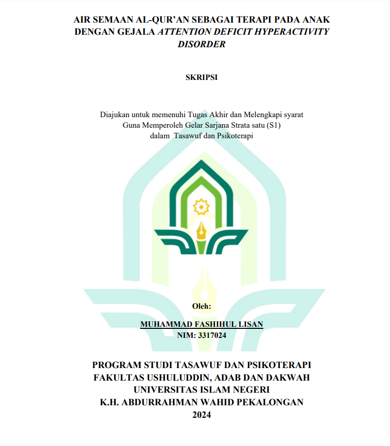 Air Semaan Al-Qur'an Sebagai Terapi Pada Anak Dengan Gejala Attention Deficit Hyperactivity Disorder