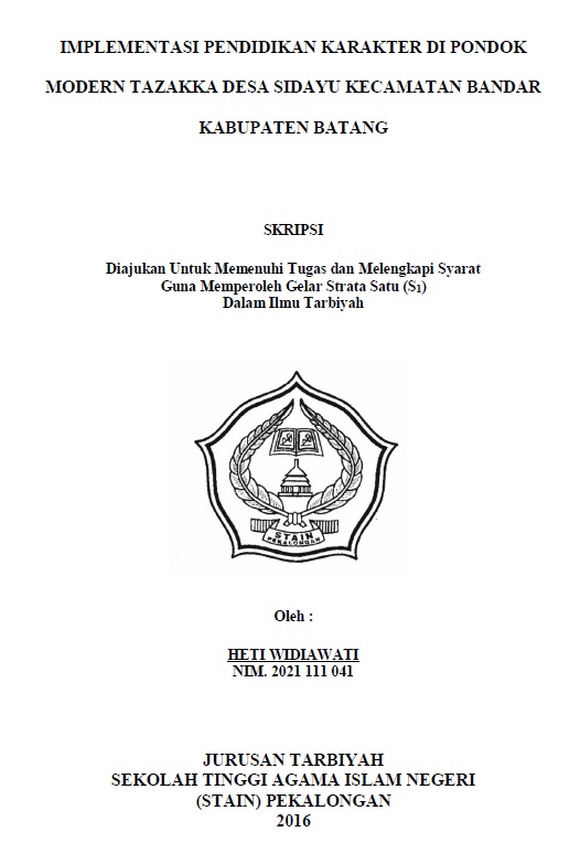 Implementasi Pendidikan Karakter di Pondok Modern Tazakka Desa Sidayu Kecamatan Bandar Kabupaten Batang