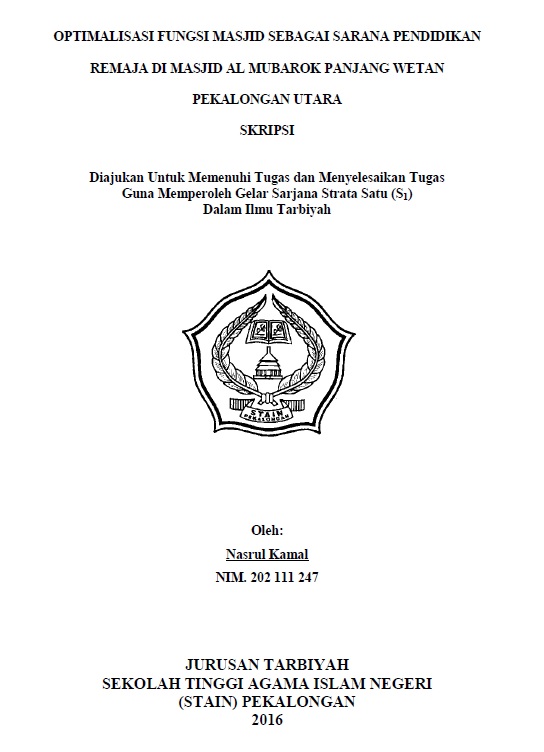 Optimalisasi Fungsi Masjid Sebagai Sarana Pendidikan Remaja di Masjid Al Mubarok Panjang Wetan Pekalongan Utara