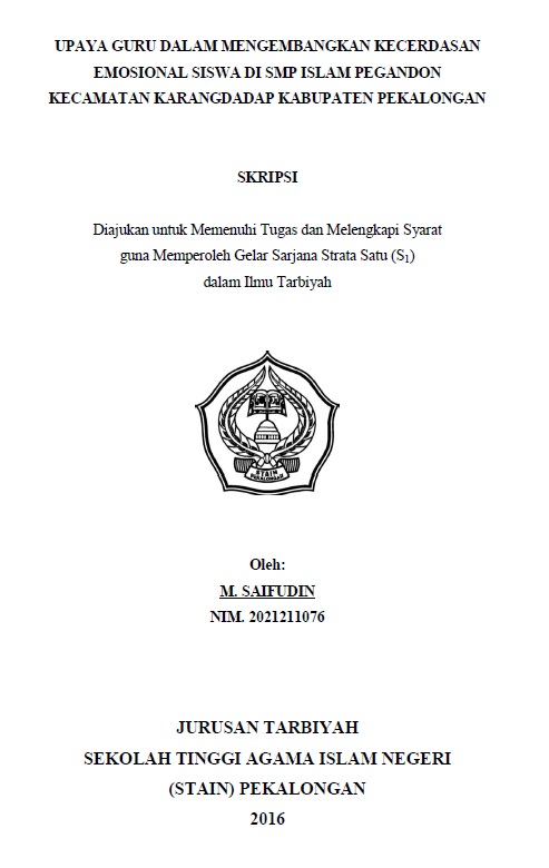 Upaya Guru dalam Mengembangkan Kecerdasan Emosional Siswa di SMP Islam Pegandon Kecamatan Karangdadap Kabupaten Pekalongan