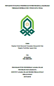 Pengaruh Tunjangan Profesi dan Supervisi Kepala Madrasah Terhadap Kinerja Guru PNS MI Kota Pekalongan