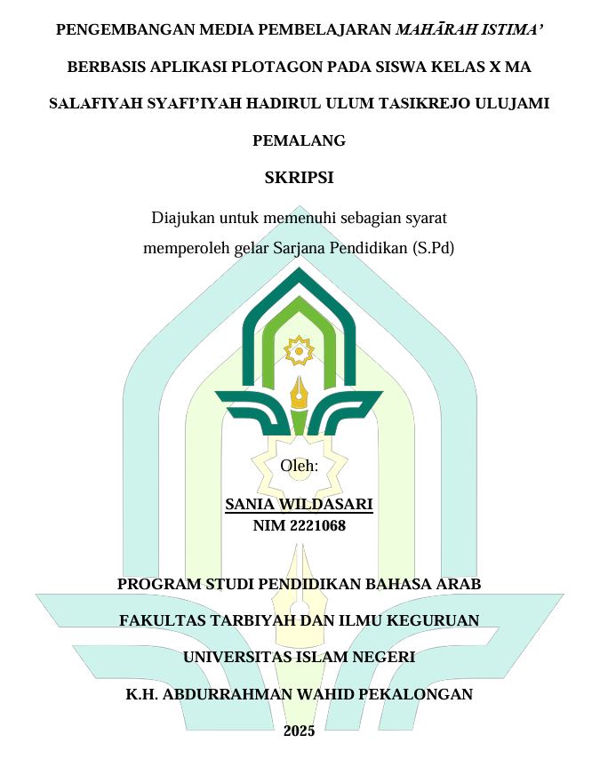 Image of Pengembangan Media Pembelajaran Maharah Istima' Berbasis Aplikasi Lotagon Pada Siswa Kelas X MA Salafiyah Syafi'iyah Hadirul Ulum Tasirejo Ulujami Pemalang