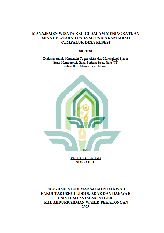 Image of Manajemen Wisata Religi Dalam Meningkatkan Minat Peziarah Pada Situs Makam Mbah Cempaluk Desa Kesesi