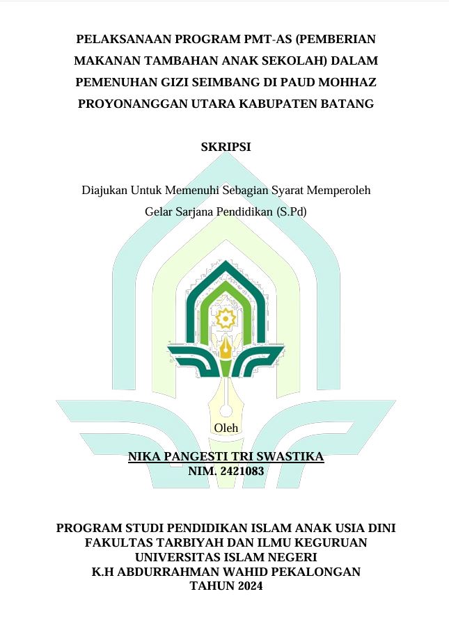 Image of Pelaksanaan Program PMT-AS (Pemberian Makanan Tambahan Anak Sekolah) Dalam Pemenuhan Gizi Seimbang Di Paud Mohhaz Proyonaggan Utara Kabupaten Batang