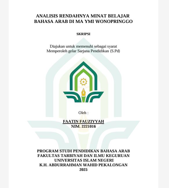 Image of Analisis Rendahnya Minat Belajar Bahasa Arab Di MA YMI Wonopringgo