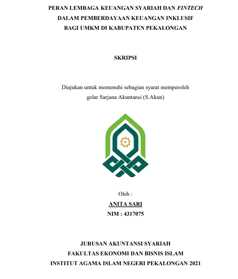 Image of Peran Lembaga Keuangan Syariah dan Fintech Dalam Pemberdayaan Keuangan Inklusif Bagi UMKM Di Kabupaten Pekalongan