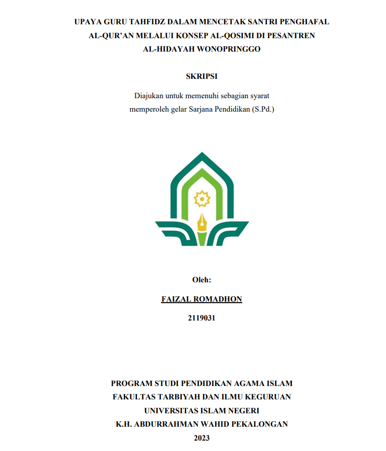 Image of Upaya Guru Tahfidz Dalam Mencetak Santri Penghafal Al-Qur'an Melalui Konsep Al-Qosimi Di Pesantren Al-Hidayah Wonopringgo