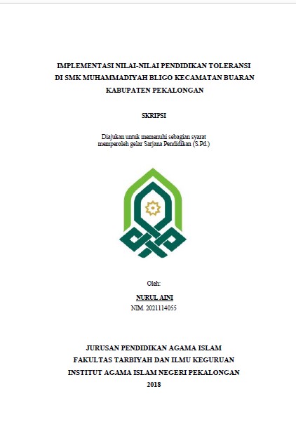Image of Implementasi Nilai-Nilai Pendidikan Toleransi Di SMK Muhammadiyah Bligo Kecamatan Buaran Kabupaten Pekalongan