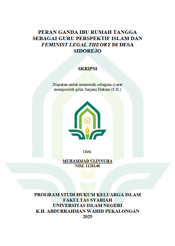 Image of Peran Ganda Ibu Rumah Tangga Sebagai Guru Perspektif Islam Dan Feminist Legal Theory Di Desa Sidorejo