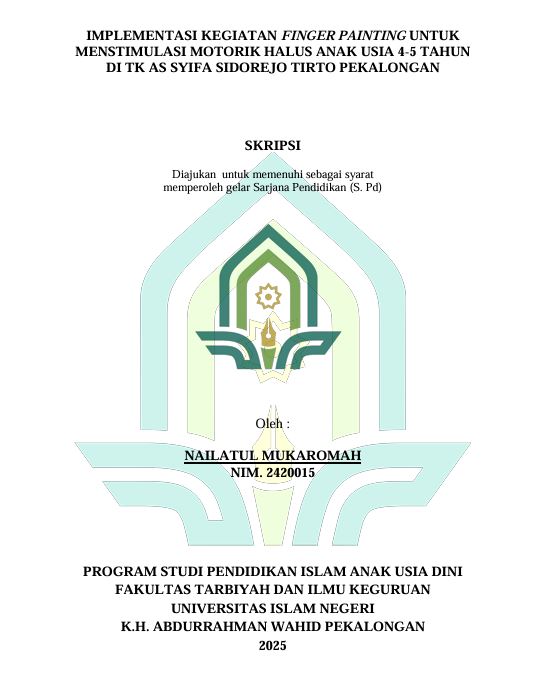 Image of Implementasi Kegiatan Finger Painting Untuk Menstimulasi Motorik Halus Anak Usia 4-5 Tahun di TK As Syifa Sidorejo Tirto Pekalongan