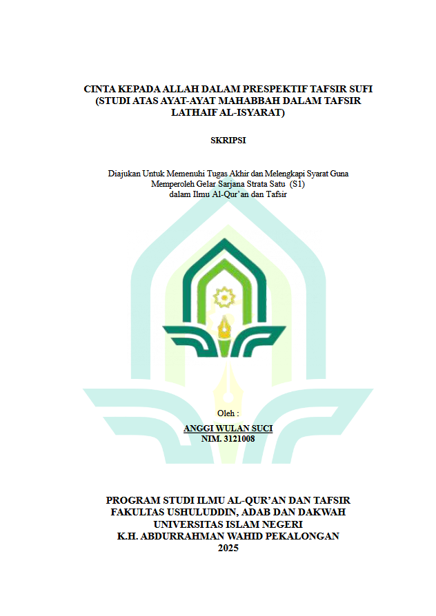 Image of Cinta Kepada Allah Dalam Prespektif Tafsir Sufi (Studi Atas Ayat-Ayat Mahabbah Dalam Tafsir Lathaif Al-Isyarat)