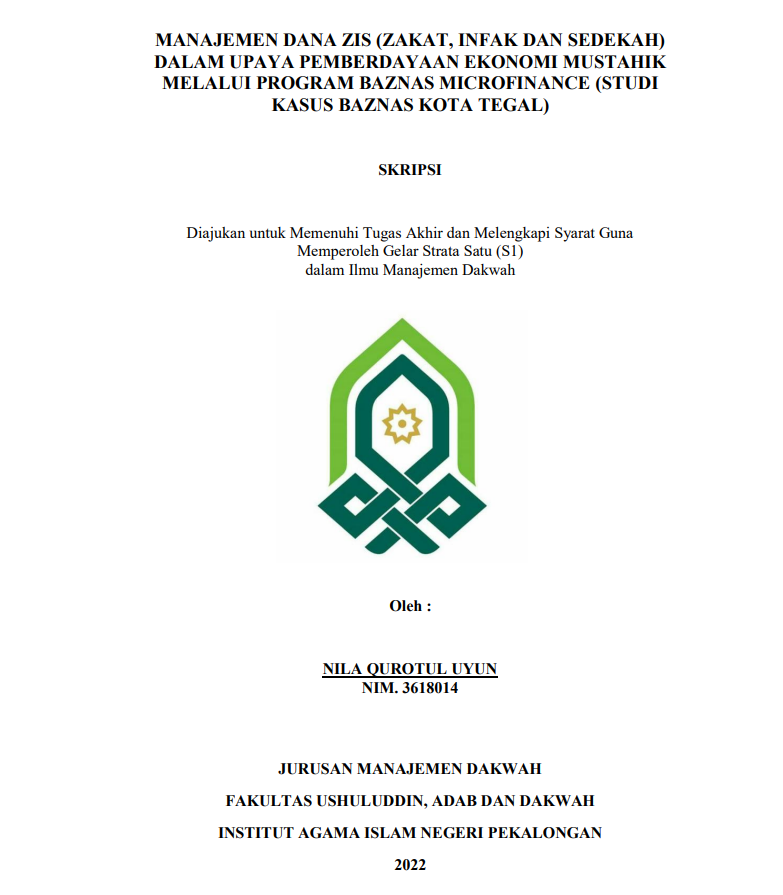 Image of Manajemen Dana ZIS (Zakat, Infaq, dan Sedekah) dalam Upaya Pemberdayaan Baznas Microrifinance (Studi Kasus Baznas Kota Tegal)